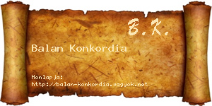Balan Konkordia névjegykártya